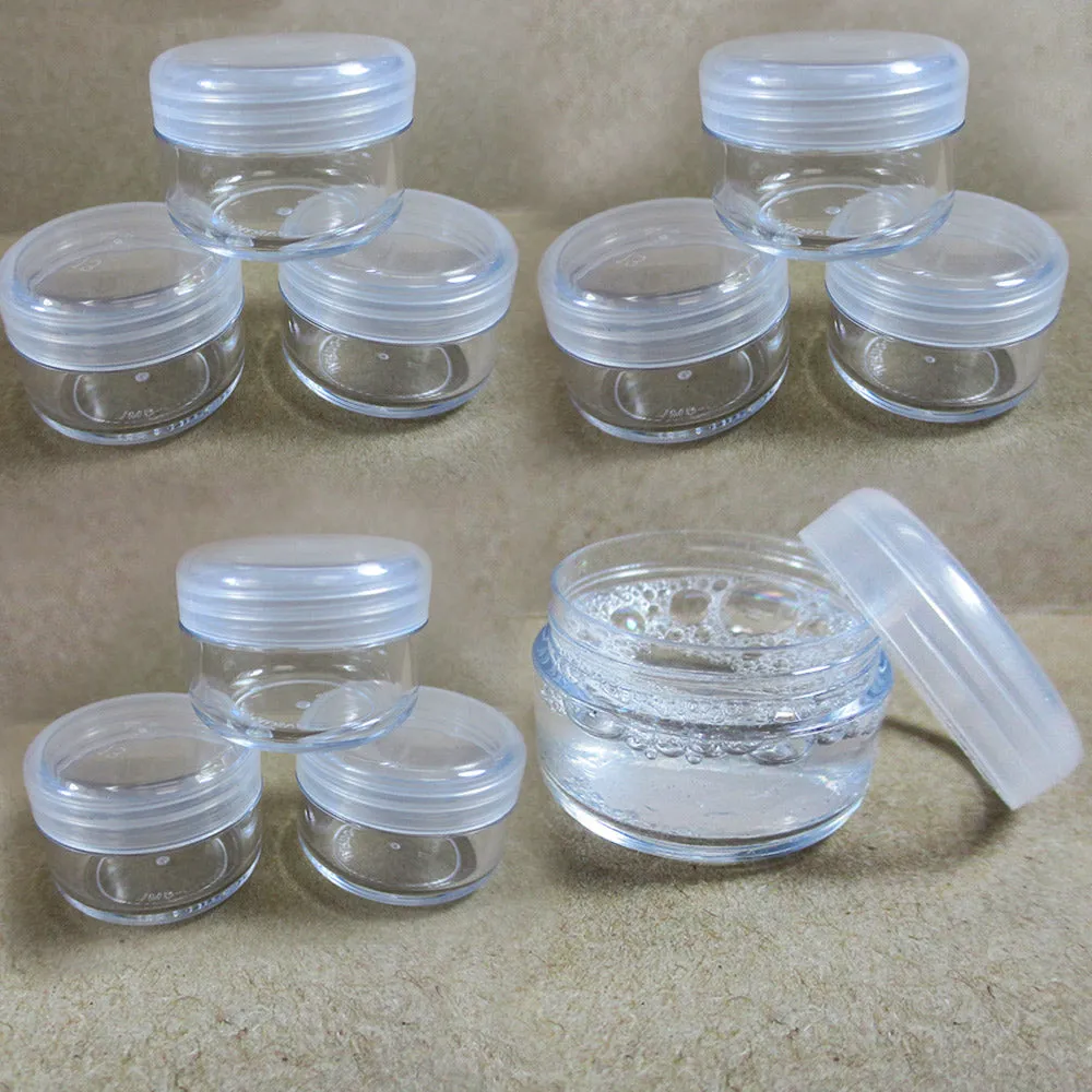 10 Empty Cosmetic Container 8gr Plastic Sample Clear Makeup Face Cream Jar Small