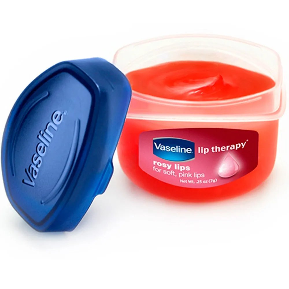 10 Vaseline Therapy Lip Balms 0.25 Oz Rosy Flavor Locks Moisture Jelly Mini Jar
