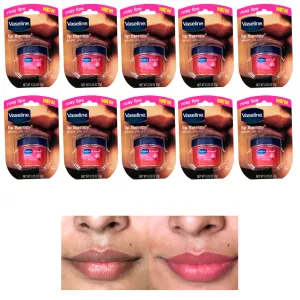 10 Vaseline Therapy Lip Balms 0.25 Oz Rosy Flavor Locks Moisture Jelly Mini Jar