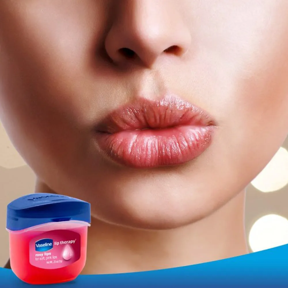 10 Vaseline Therapy Lip Balms 0.25 Oz Rosy Flavor Locks Moisture Jelly Mini Jar