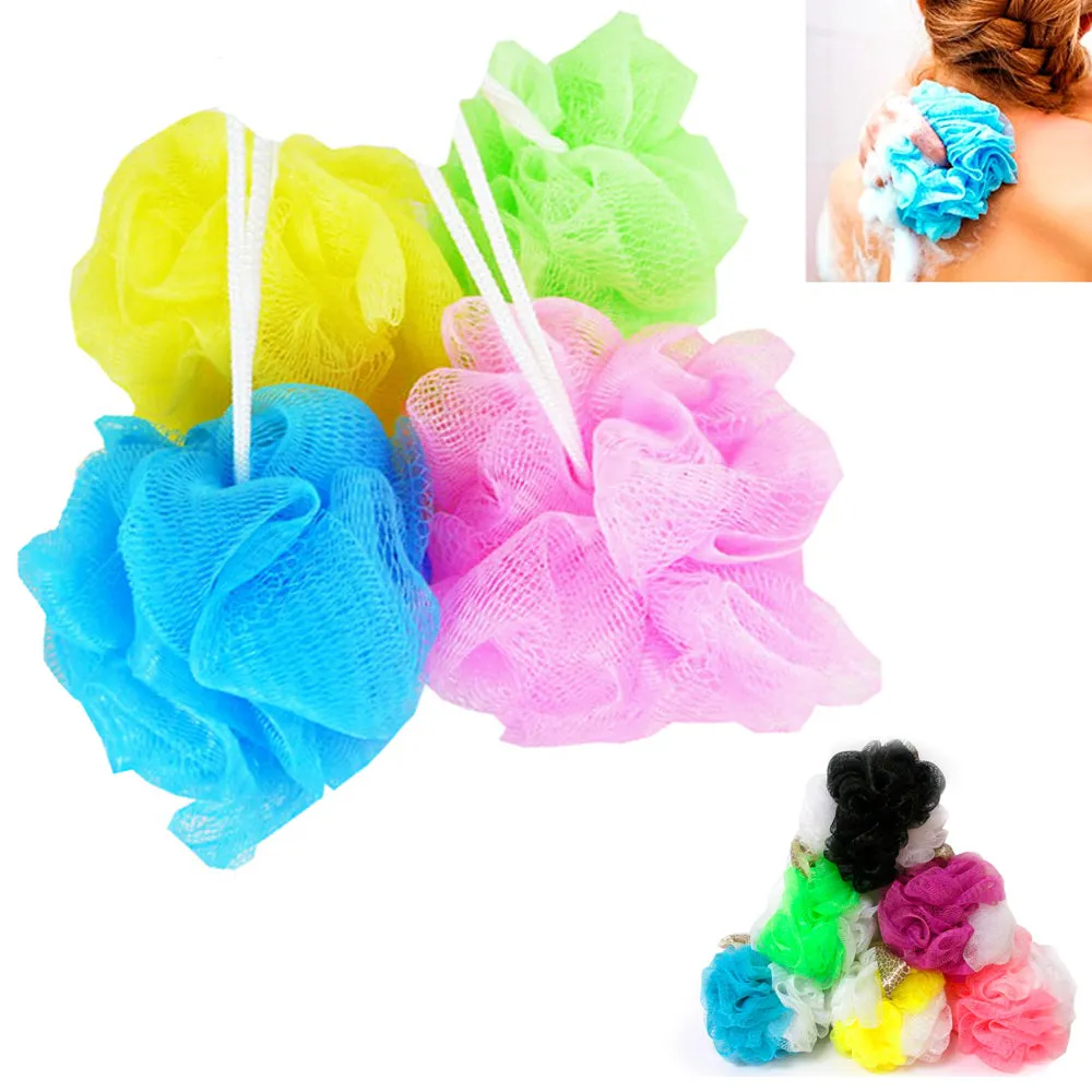 2 Bath Sponges Luffah Puff Shower Nylon Mesh Scrubber Exfoliating Body Massage