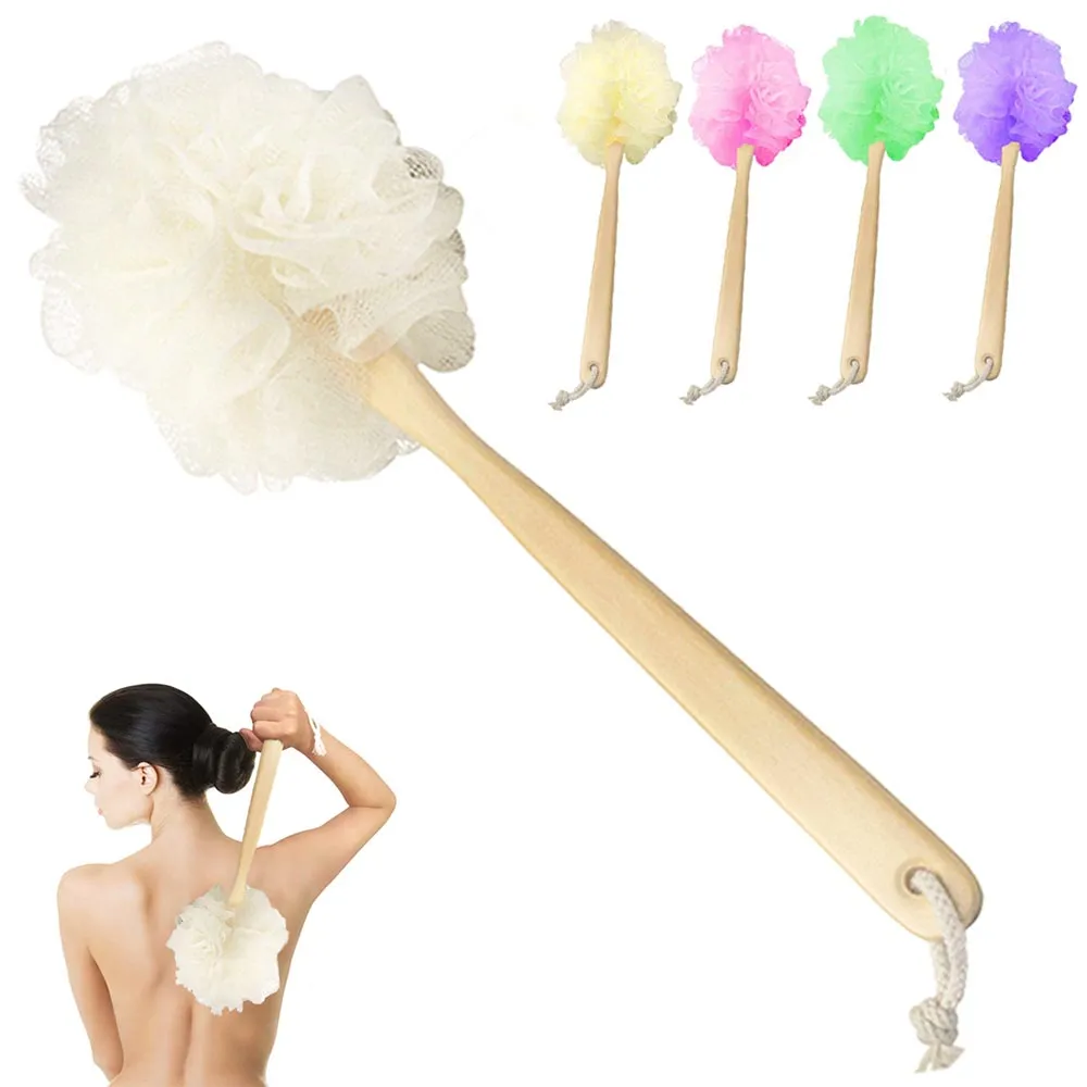 2 Exfoliating Bath Back Scrubber Long Handle Loofah Sponge Body Brush Spa Shower