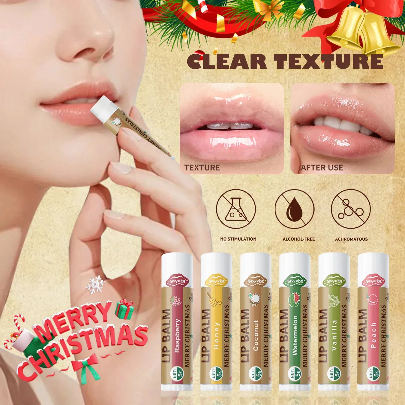 6 Piece Christmas Gift Set Hand Cream Lip Balm Cards & Bags
