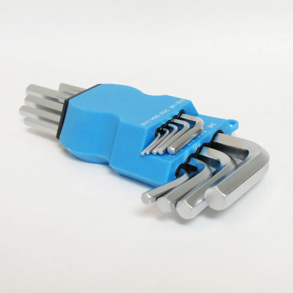 9PC Long Arm Hex Key Allen L Wrench Driver SAE Set Mechanic Handy Tool w/ Holder