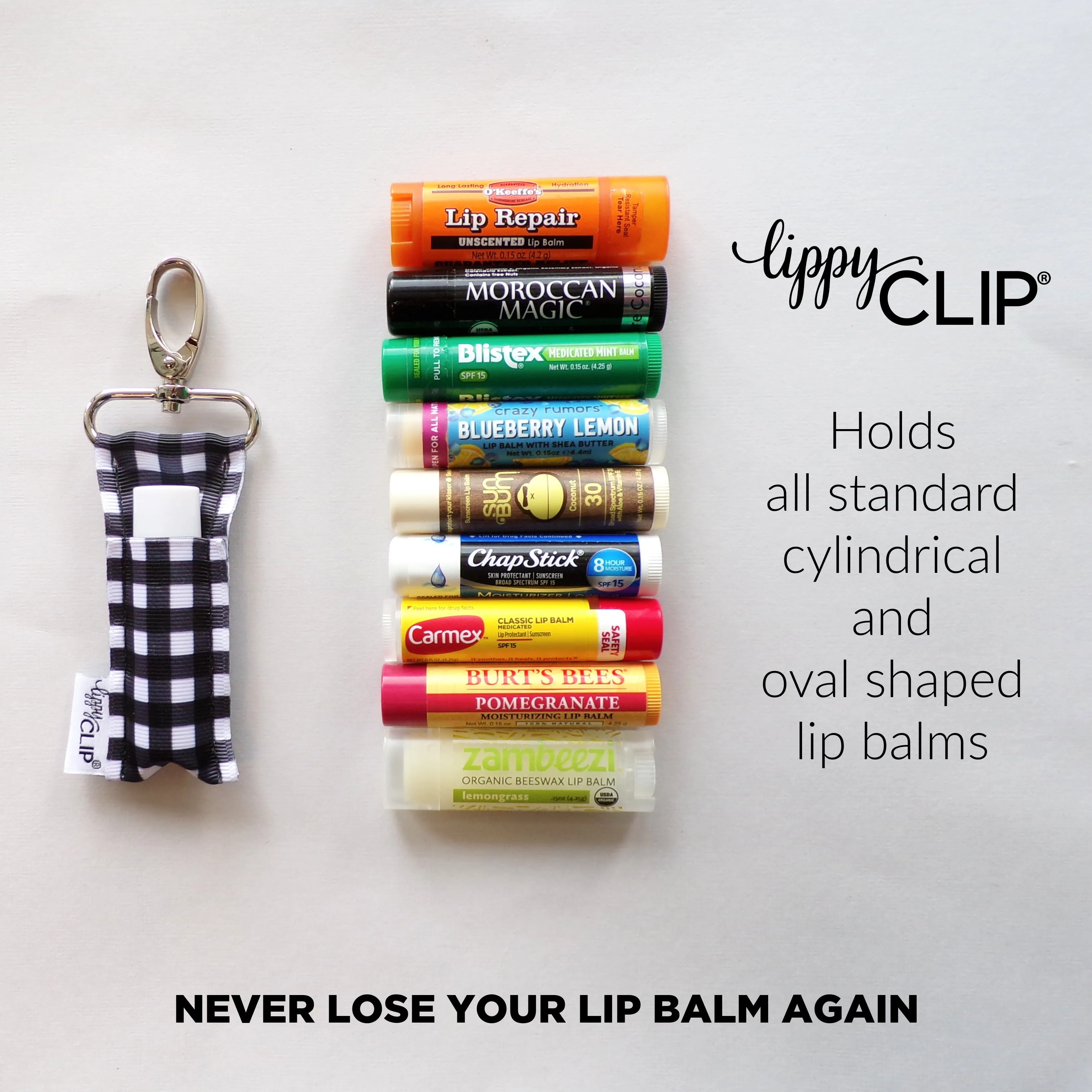 Black and White Houndstooth LippyClip Lip Balm Holder