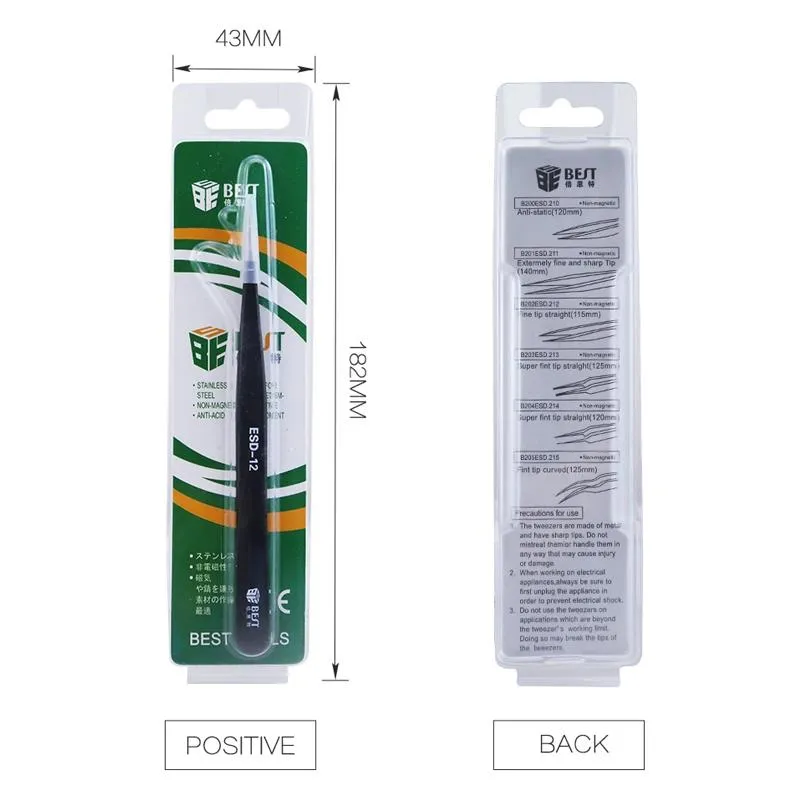 Esd Stainless Steel Tweezers - Precision Anti-static by Best Bst