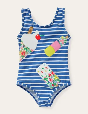 Fun Appliqué Swimsuit-Elizabethan Blue Ice Creams